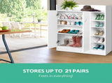 Artiss Shoe Rack Cabinet 21 Pairs Adjustable Shelves White Clair FURNI-SHOE-21-WH-AB