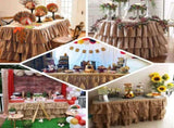 Efavormart 3 Tier Rustic Elegant Ruffled Burlap Table Skirt for Kitchen Dining Catering Wedding V1258-DP02-C-3154
