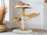 Extra Large Black Cat Tree Tower with Real Wood and Wicker Basket, 60x111cm LSB-59365