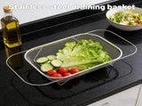 Stainless Steel Sink Basket Telescopic Vegetable Wash Basin Rack Multi-functional Tableware Bowl V1366-AZ2-W-16079