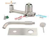 WELS Round Wall Mounted Basin Vanity Mixer Bath Tub Faucet Spout Brushed Nickel V1233-KRD301N