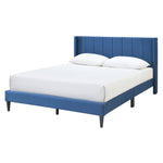 Samson Double Bed Winged Headboard Fabric Upholstered - Blue V315-VOB-SAMS-01