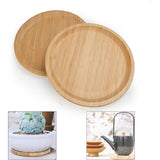 2 Piece Bamboo Saucers 20Cm ROund Bamboo Tray Bamboo Plant Saucer ROund Serving Tray Wooden Flower V1188-MS-227-2800