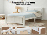 Artiss Bed Frame King Single Size Wooden White RIO WBED-D-004KS-107-AB