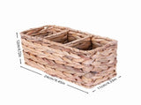 Water Hyacinth Wicker Baskets for Storage, Handwoven Rattan Shelf Basket with 3 Divided V1192-AZ-W-19572