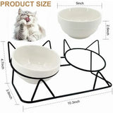 15 Degree Raised Ceramic Cat Bowl Set V1237-ZY-908-082