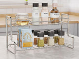 304 Stainless Steel Two Layers Tabletop Storage Rack Kitchen Spice Rack Bathroom Cosmetics Mouthwash V1161-101203