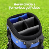 Everfit 6 Way Dividers Golf Bag Stand Insulated Carry Bag Zippered Rain Cover GOLF-A-BAG-6D