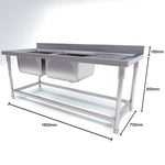 SOGA 160*70*85cm Stainless Steel Left Dual Sink Bowl Work Bench Commercial Restaurant Food Prep SINKBENCHSS20482F