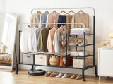 Artiss Clothes Rack Double Rod Airer Rail Coat Stand Hanger Storage Shelf HANGER-E-01-4T-SIBK