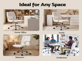 Artiss Office Desk and Chair Set 100cm Computer Desk PU Leather Office Chair FURNI-DESK100-5901-WH