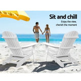 Gardeon 2PC Adirondack Outdoor Chairs Wood Foldable Sun Lounge Patio Furniture FF-BEACH-NTLCHOTTO-WH-2X