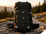 Versatile Outdoor Trekking Backpack 60L Black,Nylon Travel Rucksack Supplied With Rain Cover,Robust V1221-XM-LB5246-ZS166