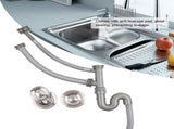 Stainless Steel S Bending Pipe Bathroom Basin Sink Water Drain Plug Draining Tool V1294-YM0901-JY36639