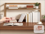 Wood Desk Organizer, Adjustable Height Double Tier Storage Shelf, Space Saving Desktop Rack, V1369-AZ3-W-12115