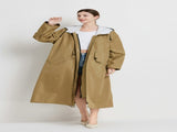 Size XL Brown Women's Chic Lightweight Waterproof Raincoat - Long Hooded Packable Rain Jacket with V888-ELOSUNG32648