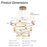 BAMDECOR A209 Colette Ceiling Chandelier Led Modern Circular Art Aluminum Light Fixture for Living V255-BAM-A209/3-GOLD