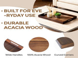 Acacia Wood Serving Tray with Handles, 17 Inch Wooden Tray for Ottoman, Breakfast, Lunch, Dinner, V1258-DP02-C-597