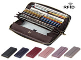 Dark Blue Premium Genuine Leather RFID Blocking Long Wallet - Unisex Multi-Card Organizer Clutch V888-ELOSUNG27838