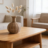Handwoven Rattan Vase, Wicker Decorative Vase for Dried Flowers, Rustic Boho Home Dcor Accent, V1370-AZ4-08508