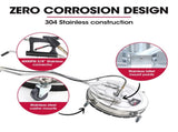 Jet-USA 24" Stainless Steel Pressure Washer Surface Cleaner, 3/8" Fitting, with Yoke Handlebar, For V219-PRWCLNJT24SA