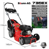 BAUMR-AG 18" 150cc Lawn Mower, 8 Heights, Steel Deck, Cup Holders, 4-Stroke Petrol Lawnmower - 730EX V219-MOWPPRBM18PA