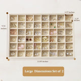 Large Velvet Jewelry Tray Display Drawer Inserts 2 Pack Stackable Jewelry Organizer for Earring V1107-107-22467-BEG-48GRIDS