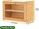 CARLA HOME Double Layer Bamboo Bread Box for Kitchen Counter with Large Capacity and Transparent LSB-36092