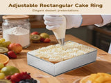 Adjustable Rectangular Cake Ring, Stainless Steel Mousse Cake Ring Mould for Tiramisu, Ret V1369-AZ3-W-08761