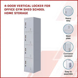 4-Door Vertical Locker for Office Gym Shed School Home Storage V63-832511