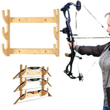 Wooden Wall Mounted Bow Rack Archery Bow Holder Display Hanger Heavy Duty Bow Storage Organizer for V1192-AZ-W-26446