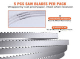 Band Saw Blade, 1650*16*0.56mm, 5 PCS/Pack Bandsaw Blades for Replacement, Carbon Steel Blade, V952-JGJJT1650MM16U0Z8V0