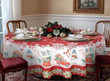 Round Christmas Tablecloth with Snowflake and Snowman Print, Waterproof and Stain Resistant, 180 cm V1237-MS-912-007