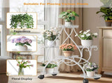 Movable Metal Plant Stand Garden Cart Indoor/Outdoor Decor V178-66992