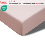 Accessorize 400TC Blush Bamboo Cotton Fitted Sheet 40cm Wall King Single V442-HIN-FITTEDS-BAMBOOCOTTON40CM-BLUSH-KS