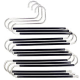 Pants Hangers Space Saving,3 Pack S-Type Non-Slip Stainless Steel Clothes Pants Hangers Closet V1192-AZ-W-31940