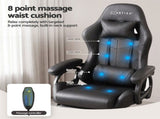 Artiss Gaming Office Chair with 8 Point Message Reline Ergonomic Black MOC-L-GC-8P-BK