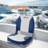Boat Seat, 480 mm Low Back Boat Seat, Folding Boat Chair with Thickened Sponge Padding and Hinge, V952-ZDCZYDKB1J008NUH0V0