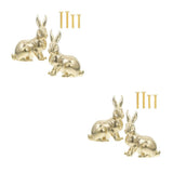 Set of 4 Brass Bunny Drawer Knobs, Metal Bronze Cabinet Handles for Dressers, Cabinets, Furniture, V1192-AZ-W-33150