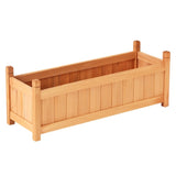 Green Fingers Garden Bed 90x30x33cm Wooden Planter Box Raised Container Growing GARDEN-WOOD-BOX-90