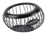 Coffee Pod Storage Basket Black with Letters Large Capacity Iron Rust Proof Stylish Modern Beveled V1294-YM0901-3118240157411