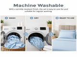 Microfiber Sheet Set 4 Piece Light Blue White Deep Pocket Bed Sheets Soft Breathable Easy Care V63-957871