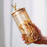 deer head jars, food grade canisters, coffee bean container, airtight cereal jar, grain V1102-122-43507-CLR-3PCS