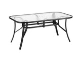 Gardeon 120CM Outdoor Dining Table Steel Parasol Hole Desk Patio Furniture Black ODF-DINTB-120