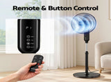 DEVANTI 16" Pedestal Fan with Remote 3 Speeds 8H Timer, Black PF-RC-40G2M-BK