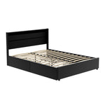 Artiss Bed Frame Queen Size LED with 4 Drawers Black DUNN BFRAME-H-DUNN-Q-BK-ABC