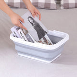 10x 9L Collapsible Laundry Folding Clothes Basket w Handles Bin Bulk- Grey/White V563-75198-10X