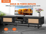 Rattan TV Stand for 65 inch TV, Boho TV Stand with Rattan Door, Entertainment Center with Build-in V952-TBDSJ55YCHSLT8DGQV3