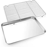 Half Sheet Baking Pan with Rack, Stainless Steel Oven Cookie Sheet Set for Cooking, 18 x 13 In V1188-MS-721-198