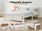 Artiss Bed Frame Queen Size Wooden White RIO WBED-D-004Q-153-AB